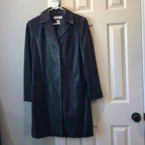 Preston & York Black Lambs Leather Trench Coat